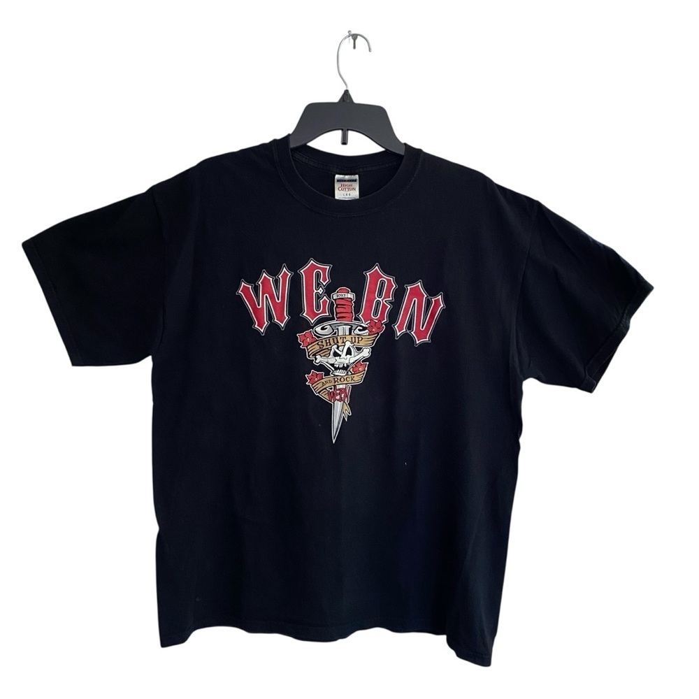 WEBN 1990's Black Tee Shut Up And Rock Vintage Cincinnati Radio Station Size LG